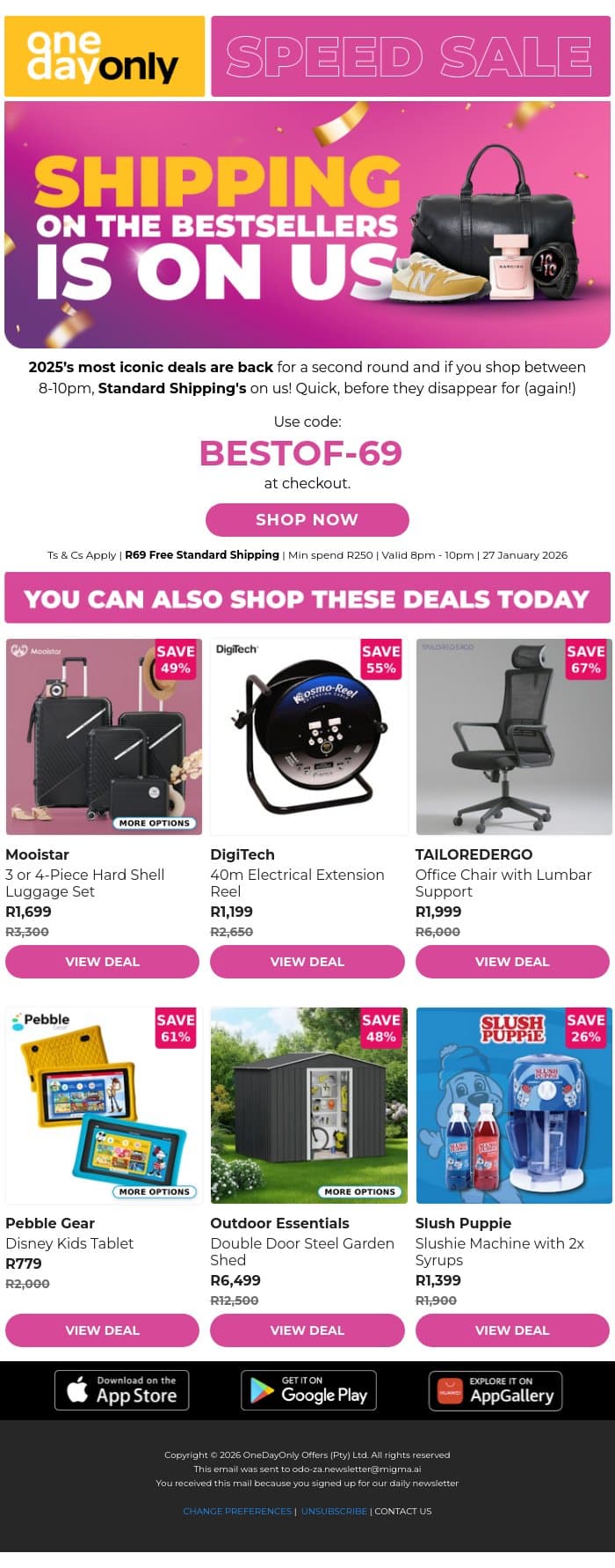 Free Shipping on 2025's BEST 🤩 email from Odo screenshot