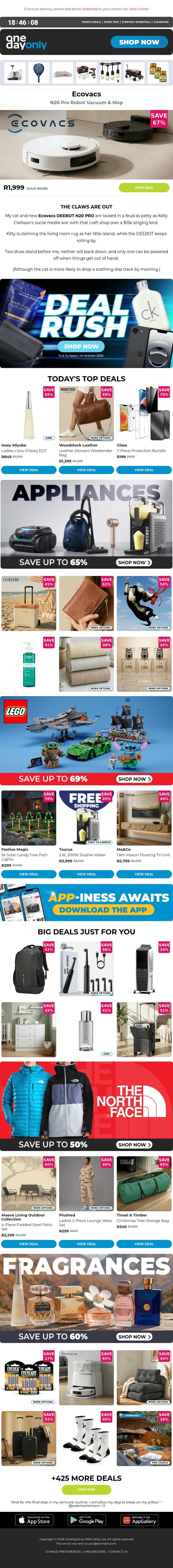 Swept up in Deal Rush? Save up to 84% 🌪️ email from Odo screenshot