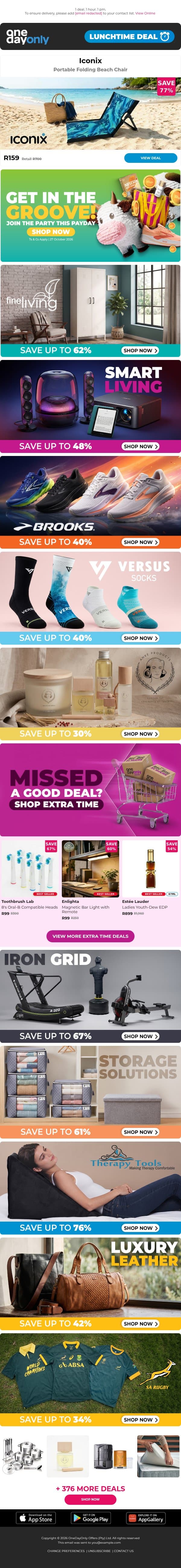 Sit back, relax for 77% OFF 🏖️ email from Odo screenshot