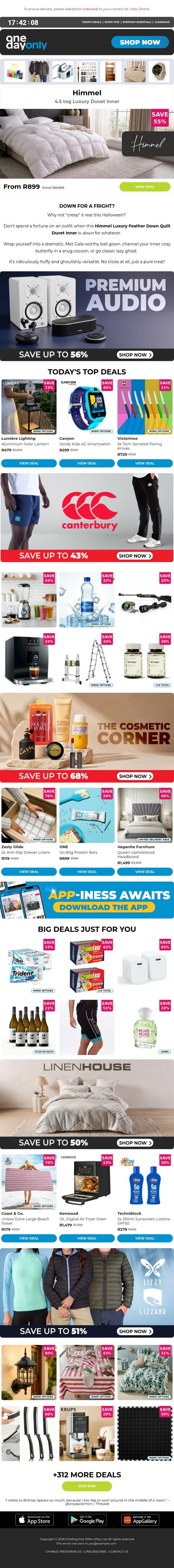 Duck the high prices – save up to 75% 😉 email from Odo screenshot