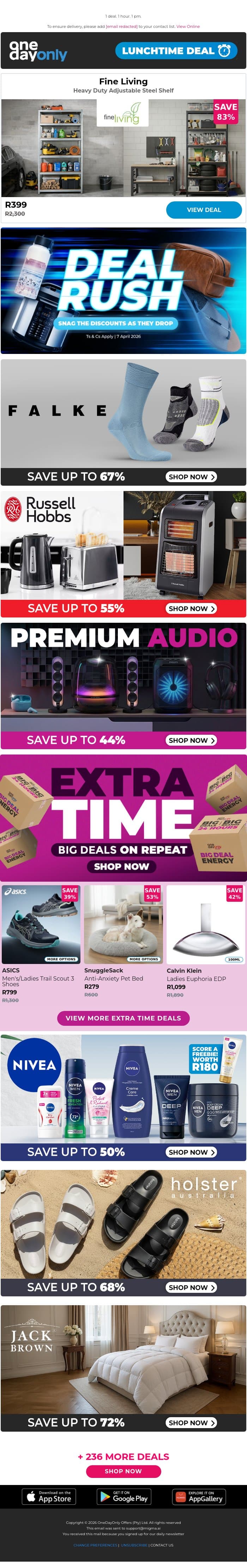 83% OFF? There are levels to this 😏 email from Odo screenshot