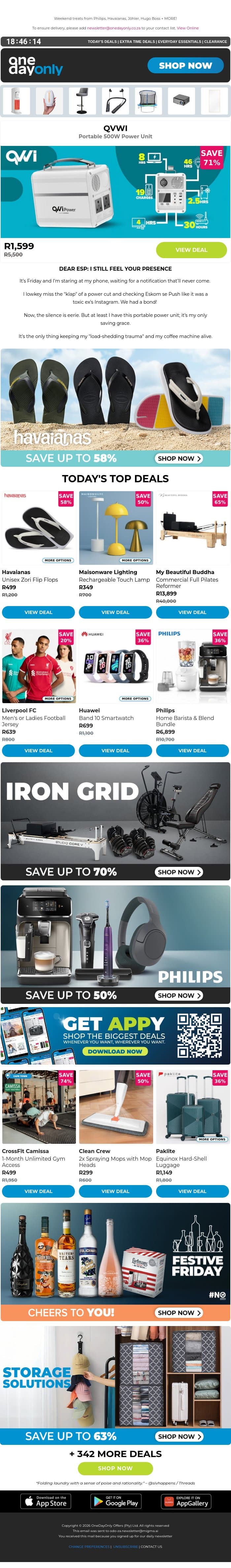 TGIF! Here’s up to 75% OFF 🕺🏽 email from Odo screenshot