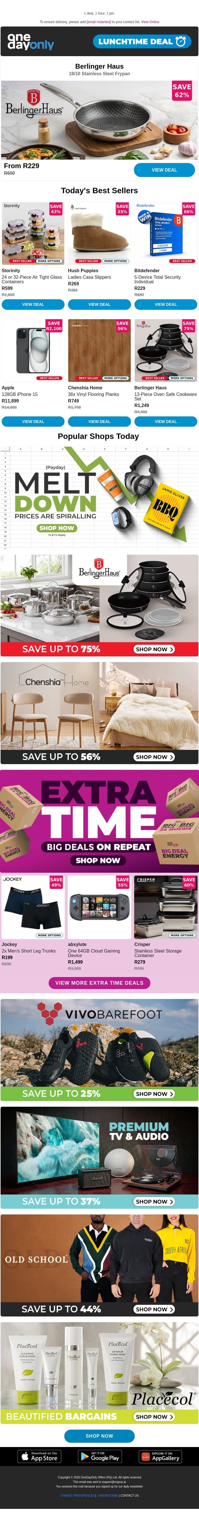 62% OFF? That’s a steel! 🧑‍🍳 email from Odo screenshot
