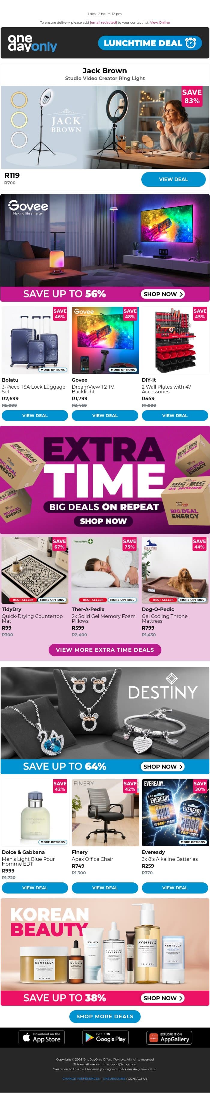 83% OFF? You’ll do amazing, sweetie 🤳🏽 email from Odo screenshot