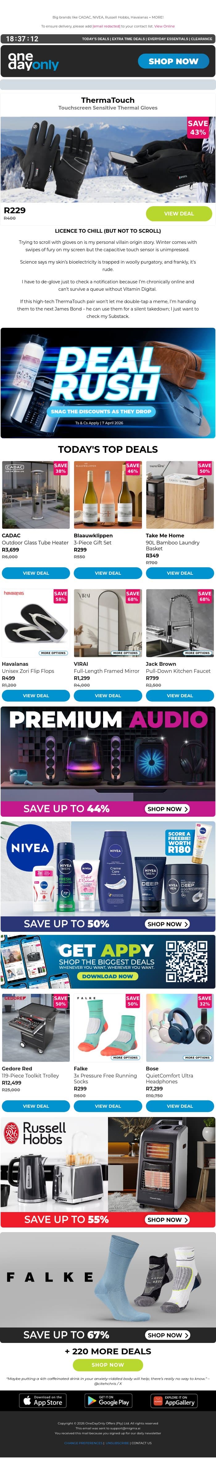 Up to 89% OFF?! Deal Rush is POPPIN’ 😃 email from Odo screenshot