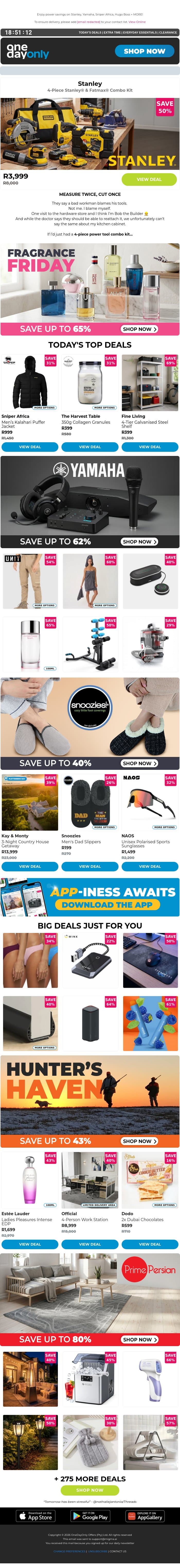 Up to 82% OFF? That’s handy! 👷 email from Odo screenshot