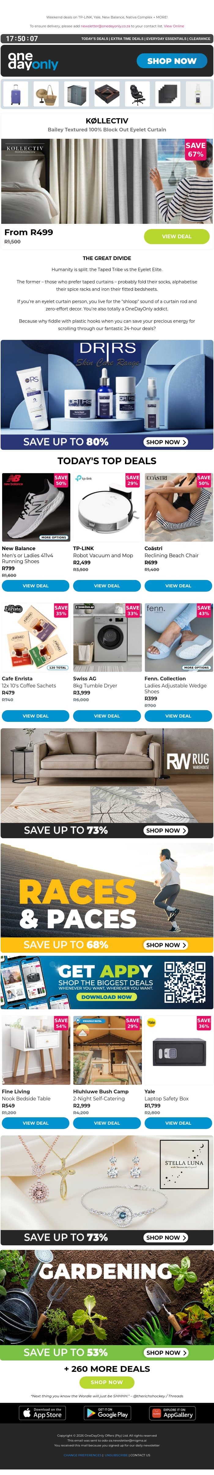 Today’s forecast: Up to 80% OFF ☀️ email from Odo screenshot