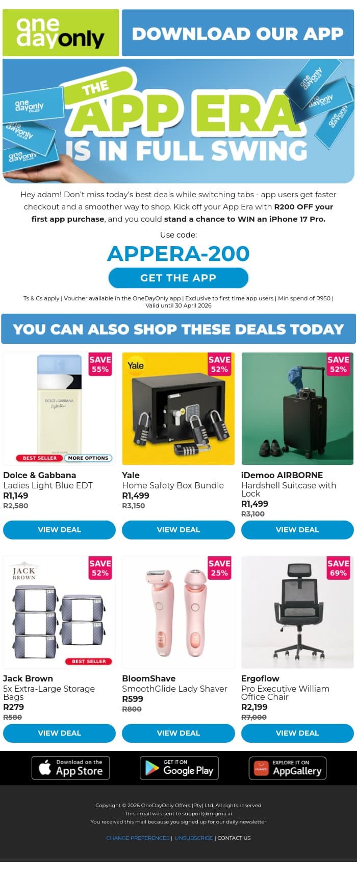 Still on the web? You’re missing out… 😓 email from Odo screenshot