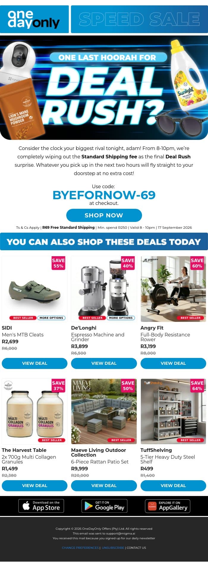 Blink and you’ll miss FREE Shipping! 👀 email from Odo screenshot