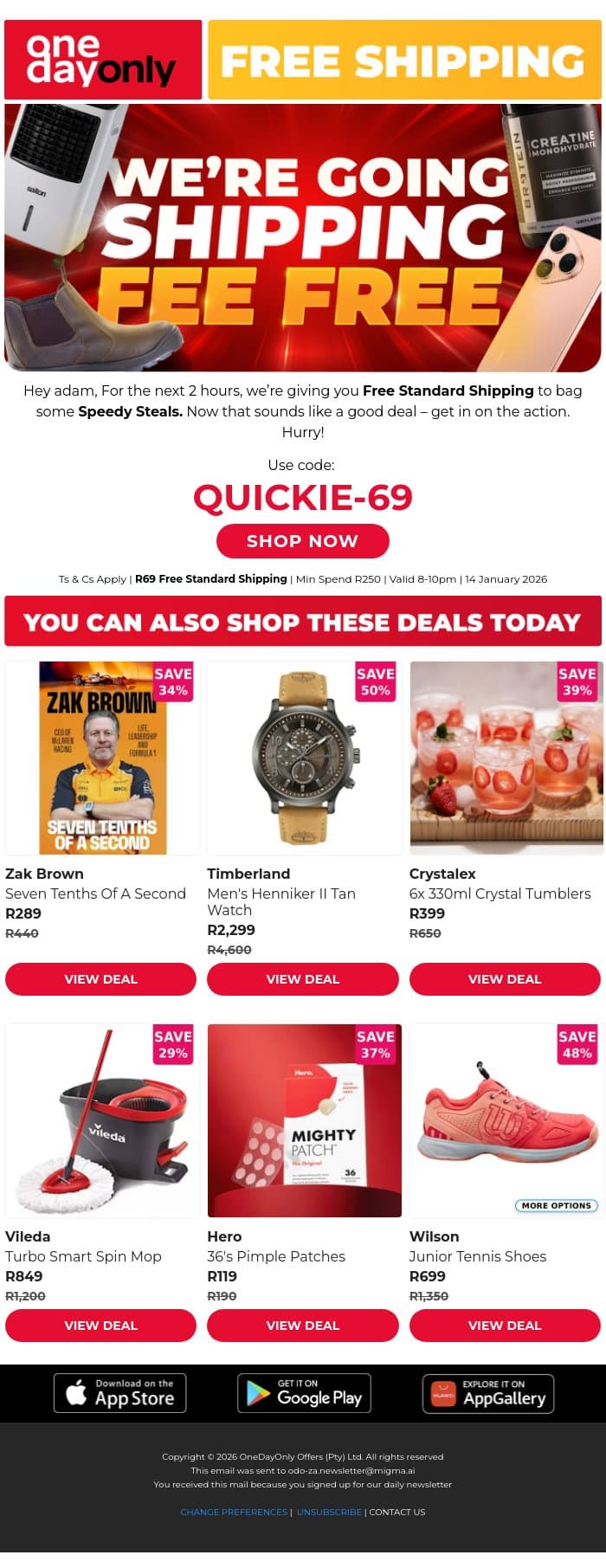 Error 404 – shipping fee not found! 🆓 email from Odo screenshot