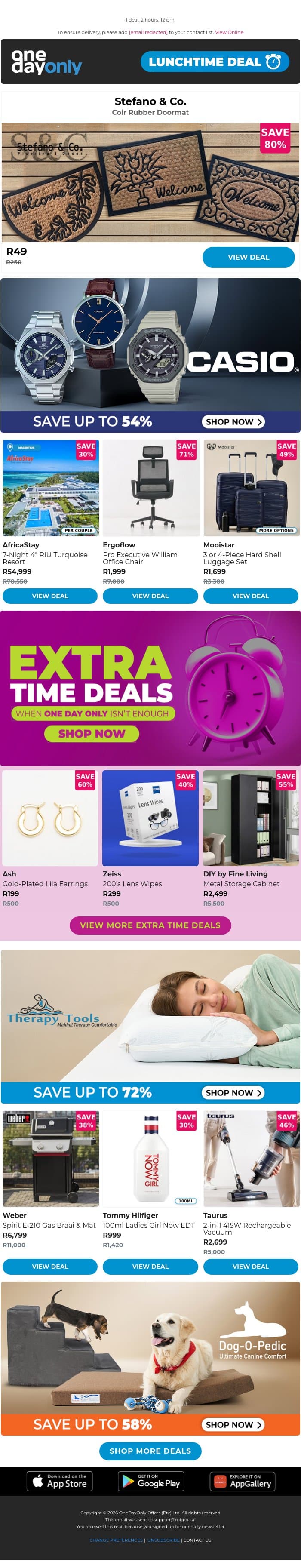 Wipe here for 80% OFF 👇🏽 email from Odo screenshot