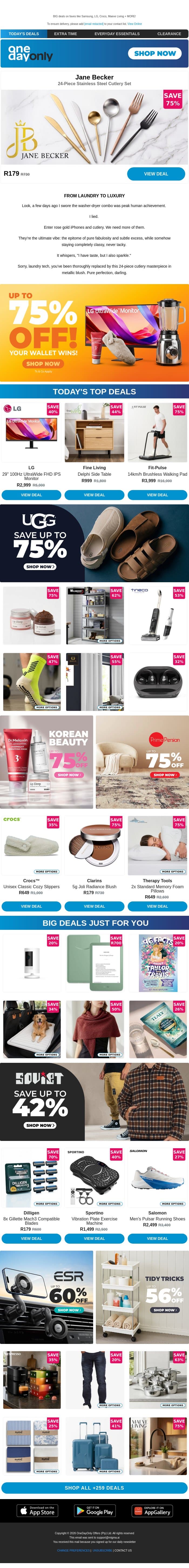Up to 75% OFF Day is here ✨ email from Odo screenshot