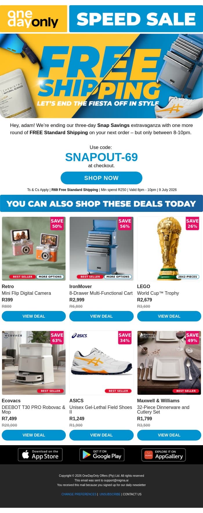 FREE Shipping? It’s the final round 🔔 email from Odo screenshot