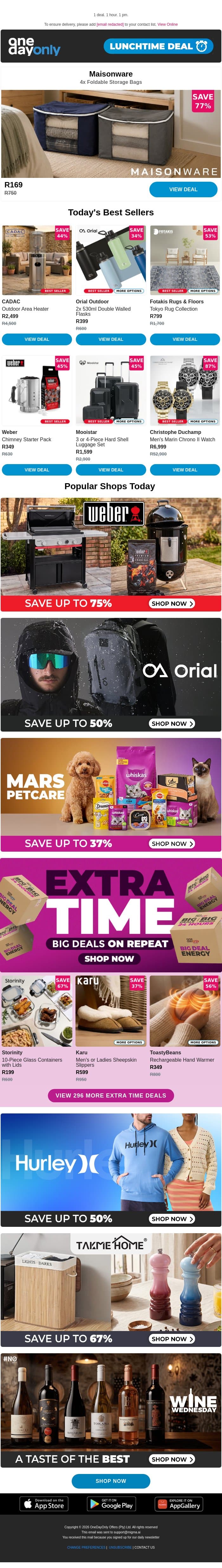 77% OFF these 4 giant bags?! 😱 email from Odo screenshot