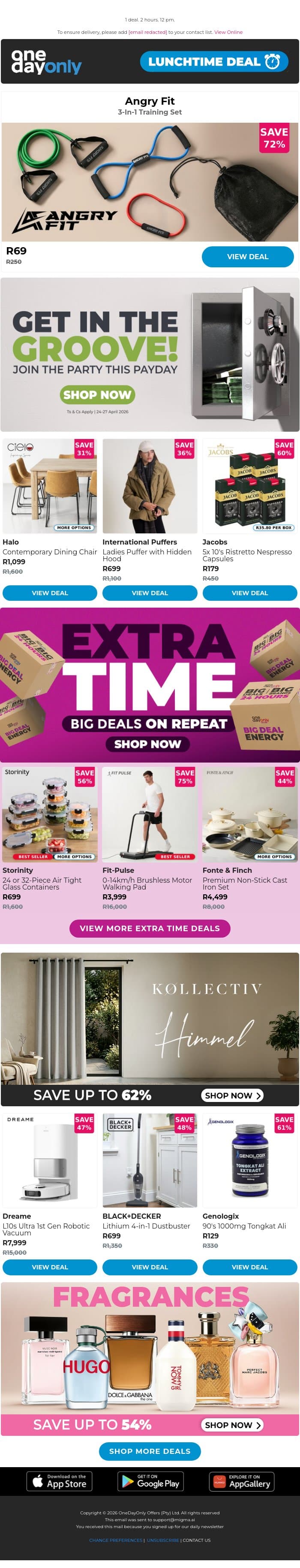This R69 deal does the heavy lifting 💪🏽 email from Odo screenshot