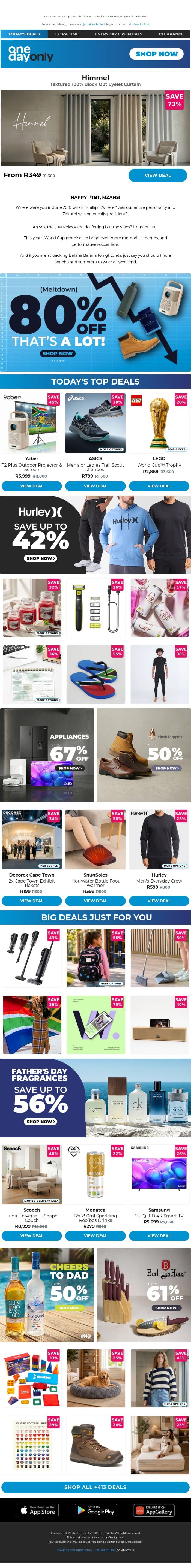 Your goal: Take up to 80% OFF Day! ⚽ email from Odo screenshot
