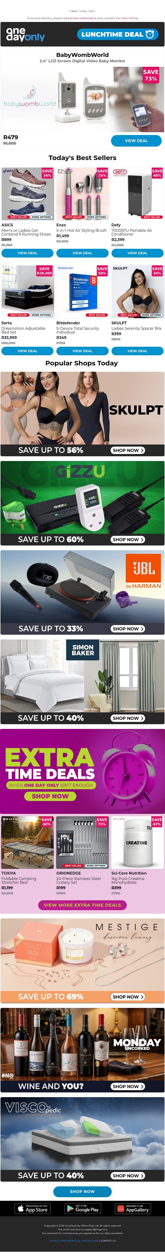 73% OFF: Less crying, more saving 👶🏽 email from Odo screenshot