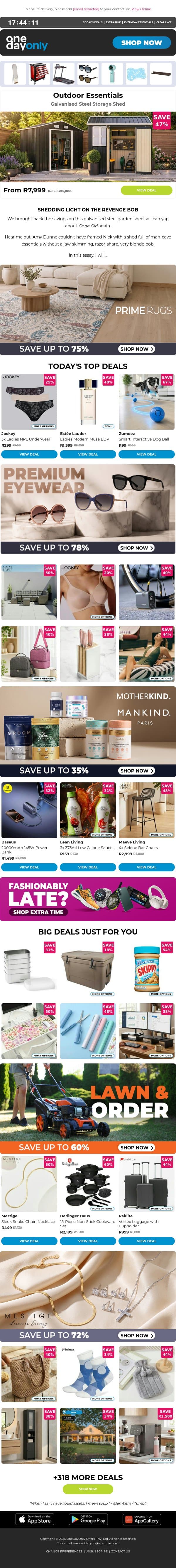 Up to 78% OFF is in the house! 💃 email from Odo screenshot