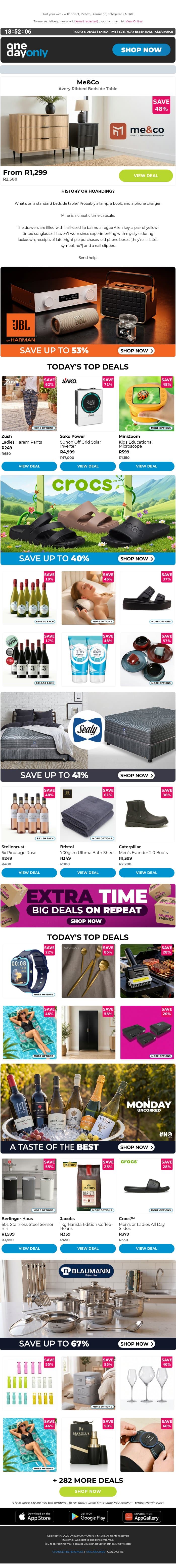 Wakey wakey, here’s up to 85% OFF! 📣 email from Odo screenshot