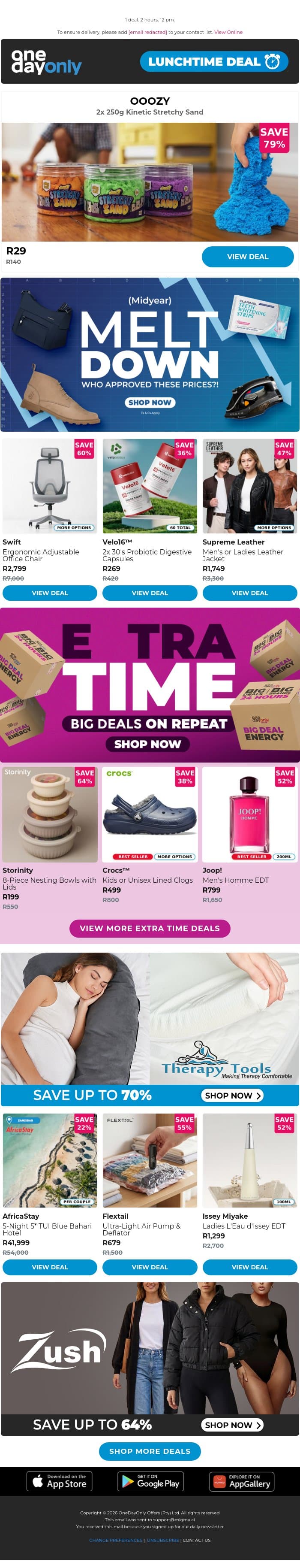 R29 for 2? We’re stretching your rands 💸 email from Odo screenshot