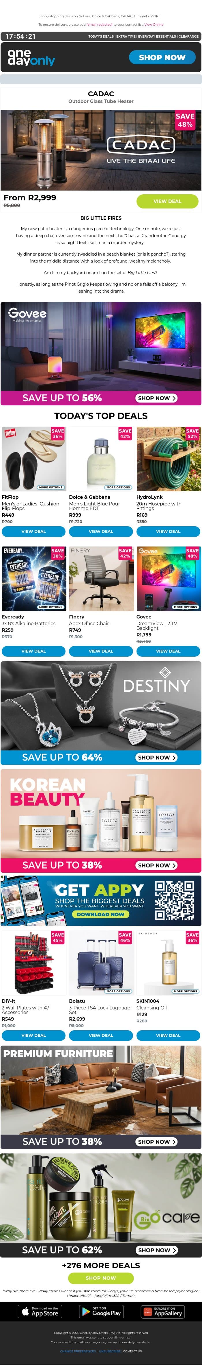 Don’t sleep on up to 80% OFF deals! 🤯 email from Odo screenshot
