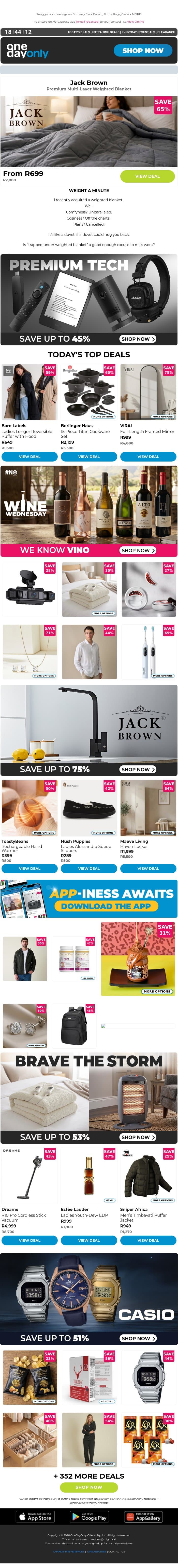 Up to 85% OFF? That’s a weighty saving! 🛌 email from Odo screenshot