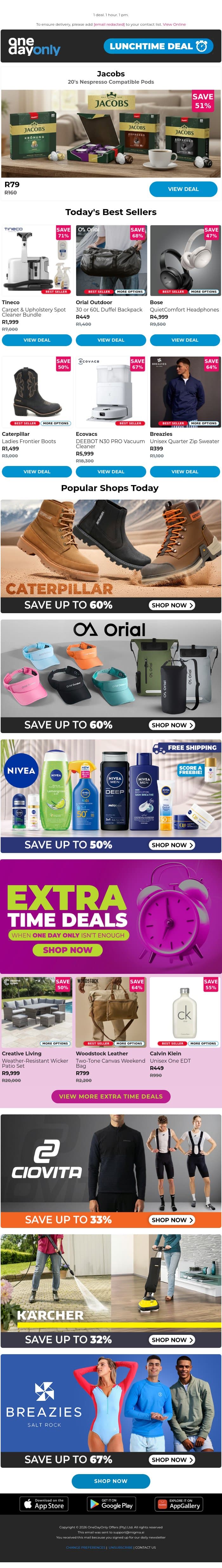 Bean there, done that? Not at R79! 💸 email from Odo screenshot