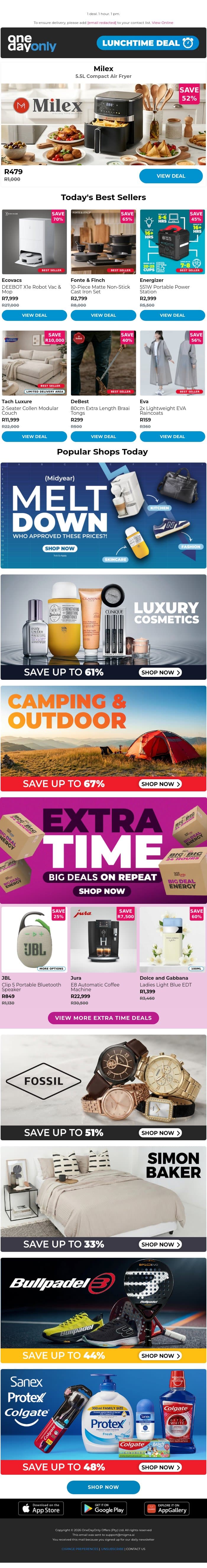 52% OFF? Deal-icious! 🍗 email from Odo screenshot
