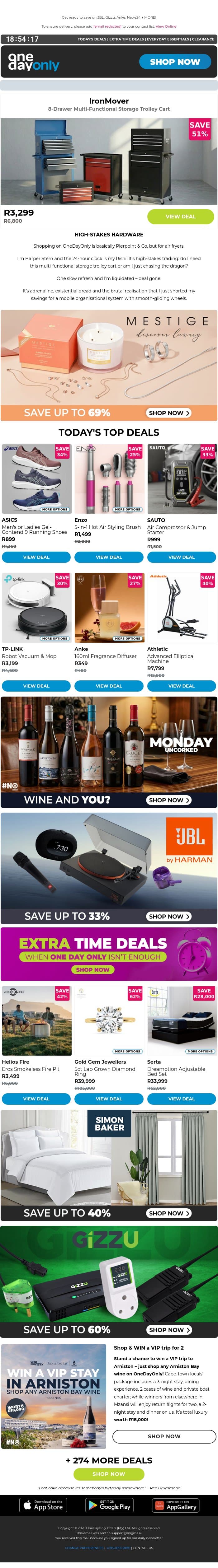 Up to 75% OFF: Start the week in style 😎 email from Odo screenshot