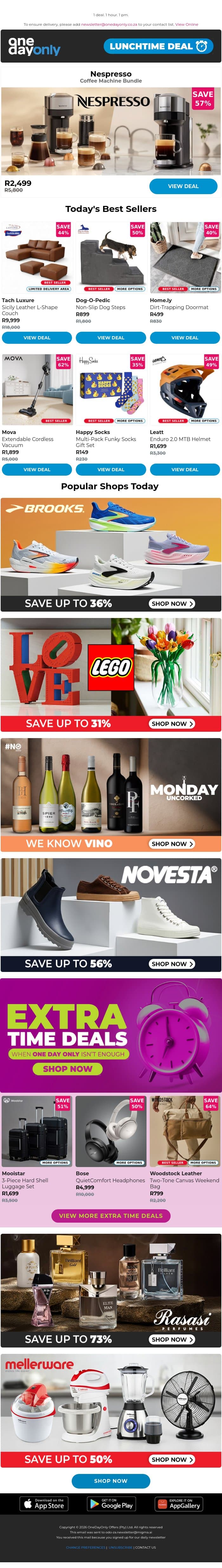 57% OFF your daily cuppa ☕ email from Odo screenshot