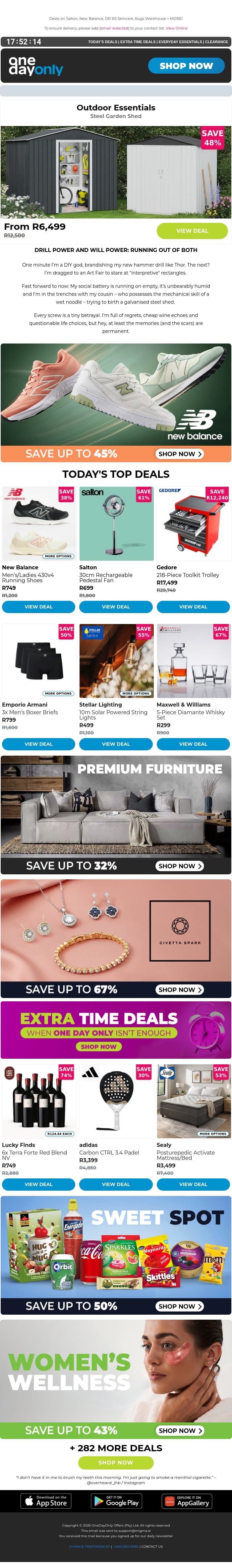 Up to 78% OFF the Sunday scaries 🫨 email from Odo screenshot