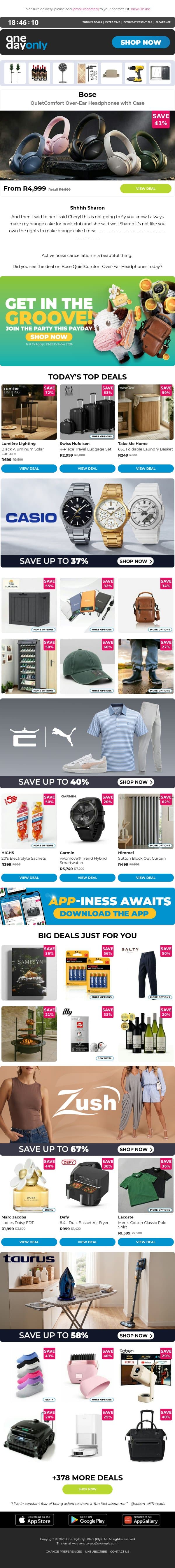 Up to 79% OFF? Music to our ears! 🎧 email from Odo screenshot