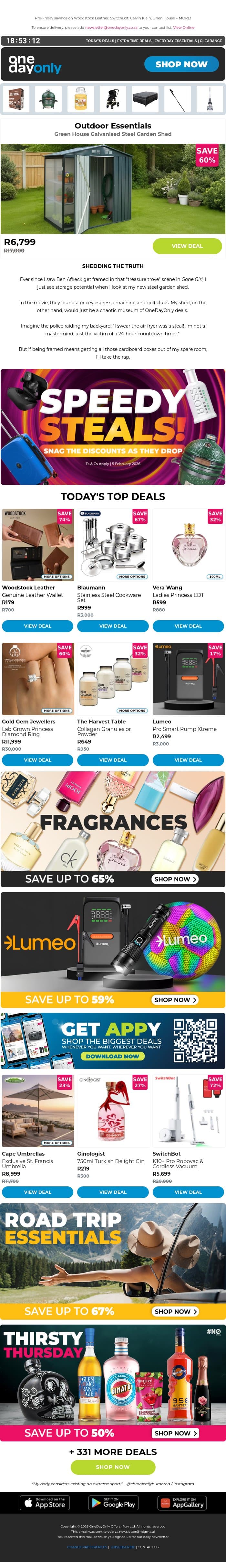 Up to 75% OFF for the Speedy Steals finale ✨ email from Odo screenshot
