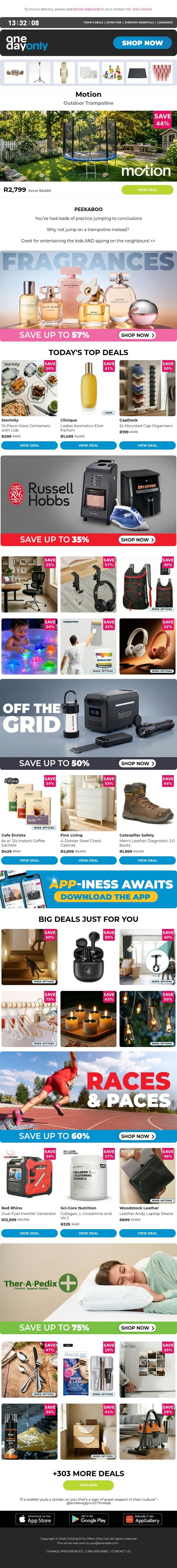 Up to 75% OFF? Jump to it! 🦘 email from Odo screenshot