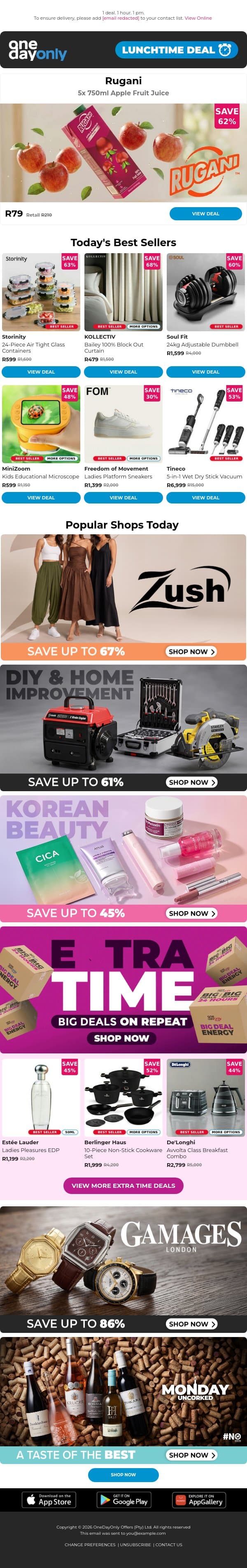 62% OFF? That’s a juicy saving! 🍎 email from Odo screenshot