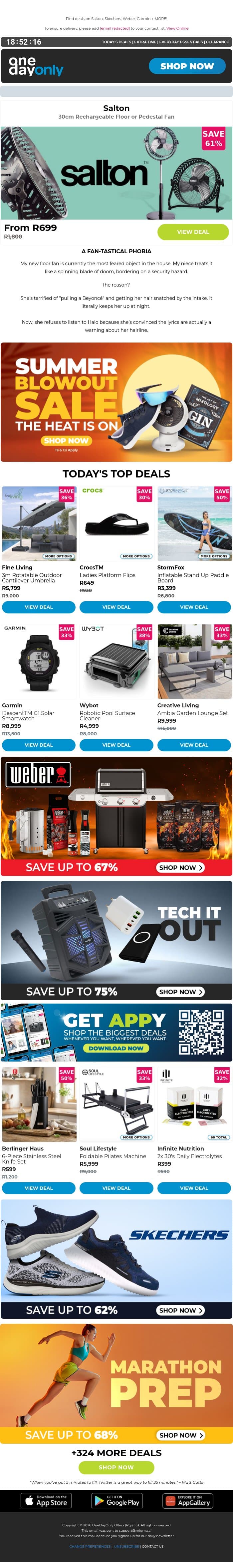 Up to 82% OFF: The heat is on 😮‍💨 email from Odo screenshot