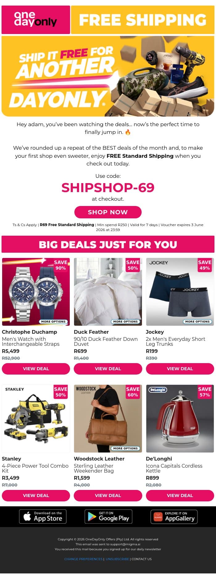 FREE Shipping on May’s Best ✨ email from Odo screenshot
