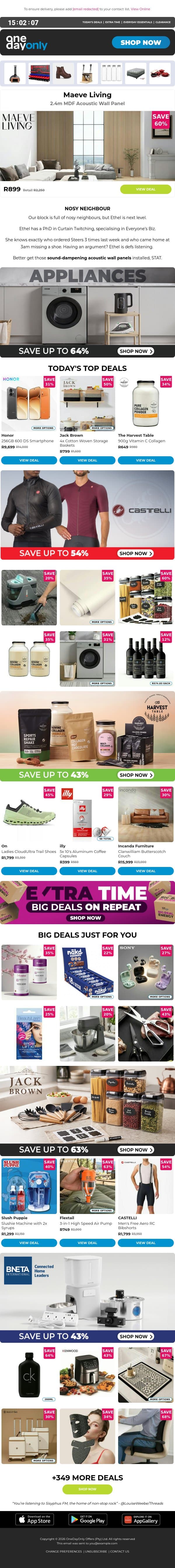 Up to 75% OFF? Sounds fab! 🤩 email from Odo screenshot