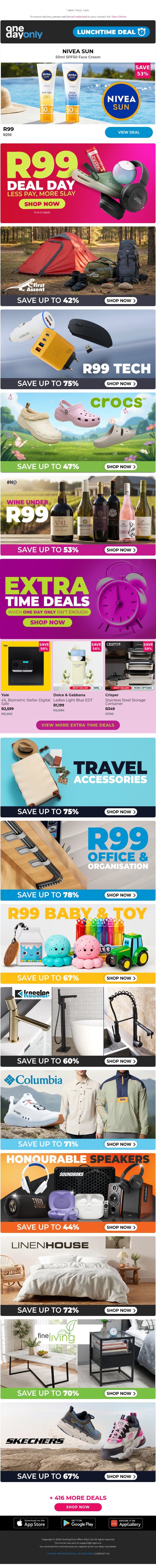 NIVEA for R99 😱 1 Hour Only! email from Odo screenshot