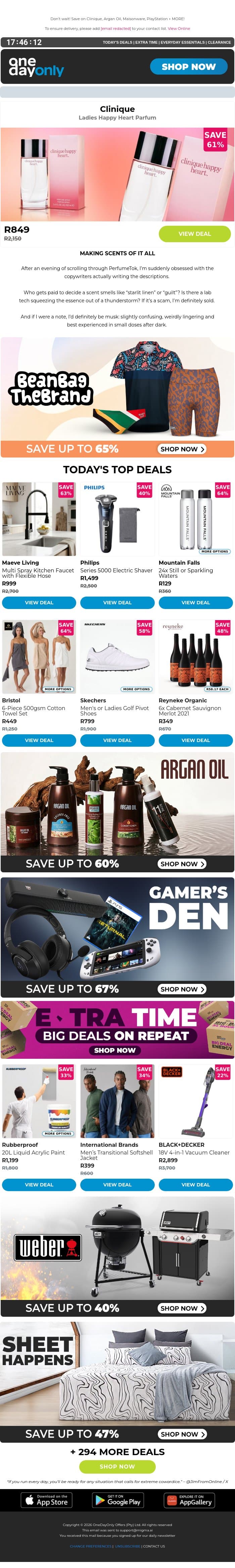 Up to 78% OFF? Made you look! 👀 email from Odo screenshot