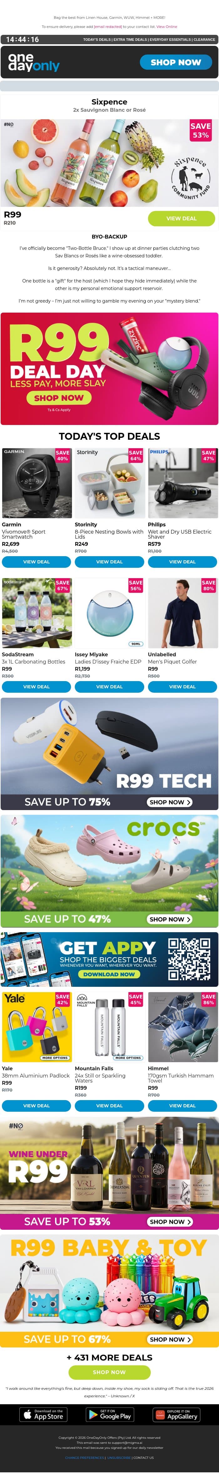 R99 Deal Day? Lettuce celebrate 🥬 email from Odo screenshot