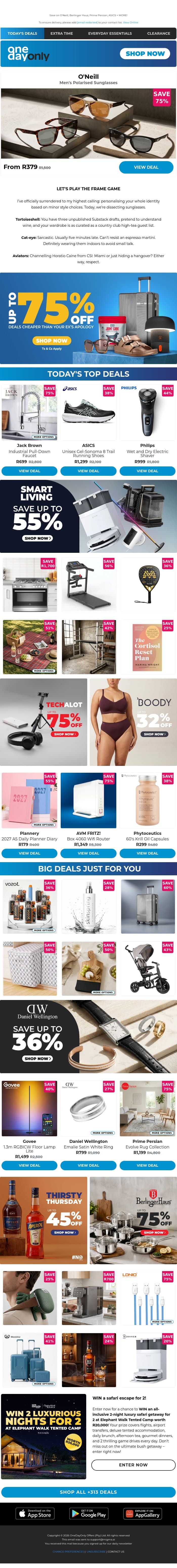 Up to 75% OFF Day is here! 😃 email from Odo screenshot