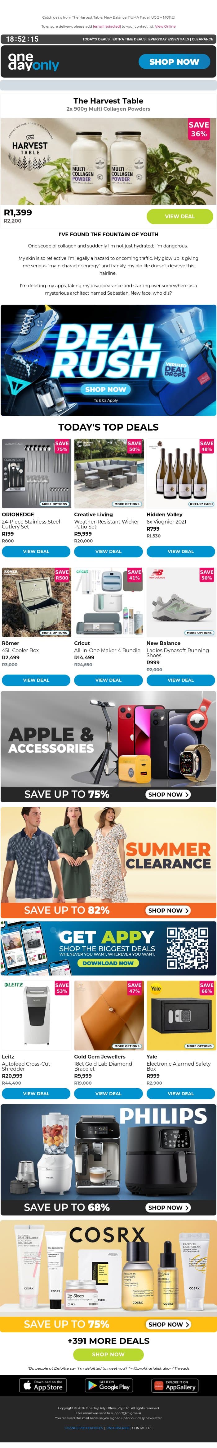 Still up to 100% OFF? Yep 🤩 email from Odo screenshot