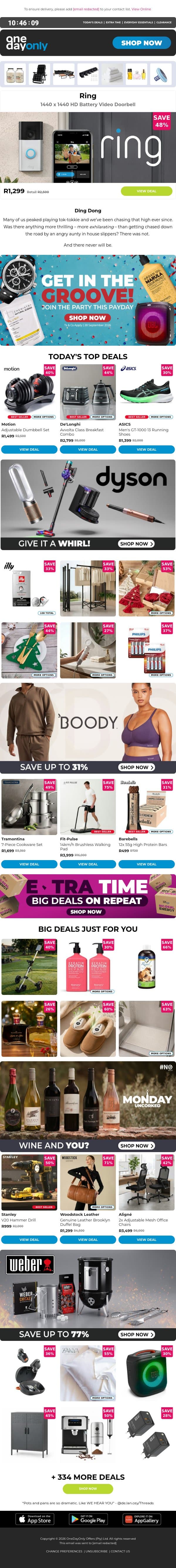 Up to 100% OFF? Last chance to party! 🥳 email from Odo screenshot