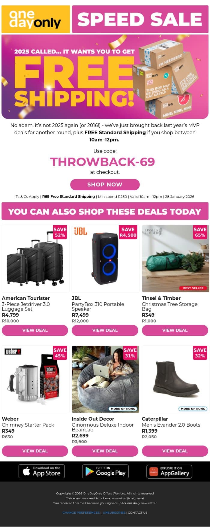 Round 2: FREE Shipping on the best of 2025 🥳 email from Odo screenshot