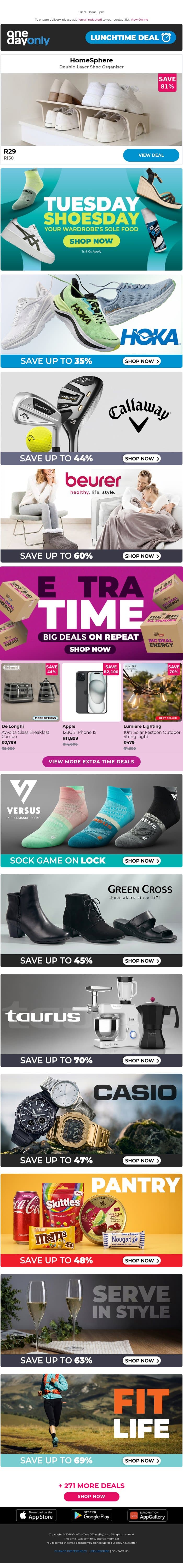 R29 for a shoe bunk bed 🛏️ email from Odo screenshot