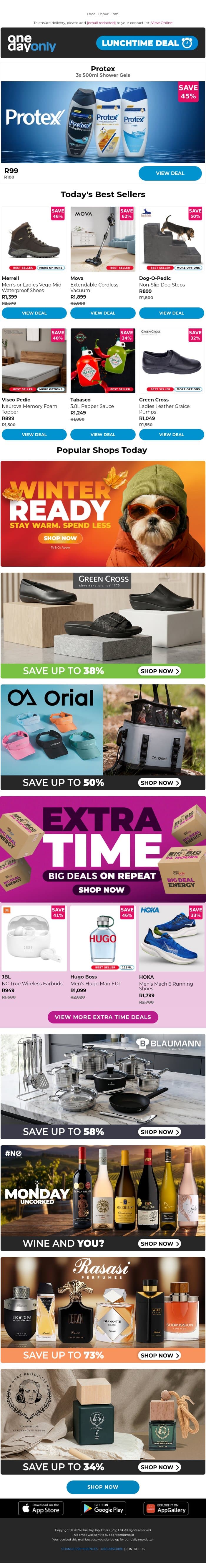 3 for R99: Get your loofah ready! 🚿 email from Odo screenshot