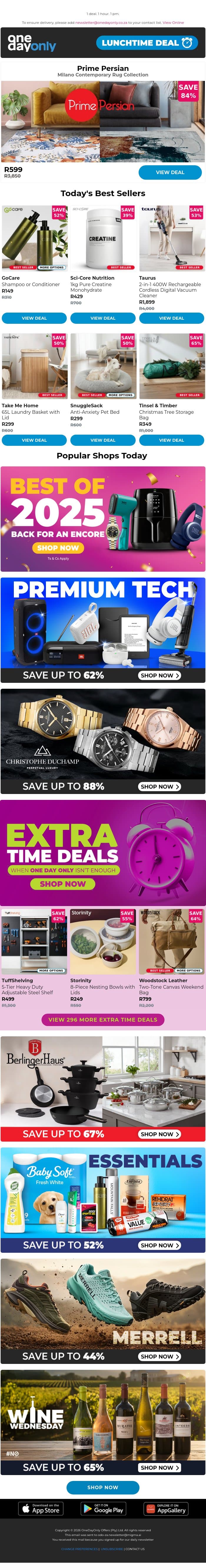 84% OFF a magic carpet ride of savings 🧞‍♂️ email from Odo screenshot