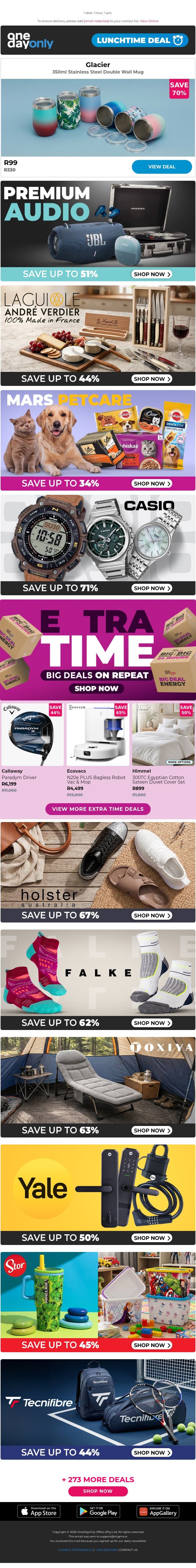 Isn’t R99 just mug-nificent? 😬 email from Odo screenshot