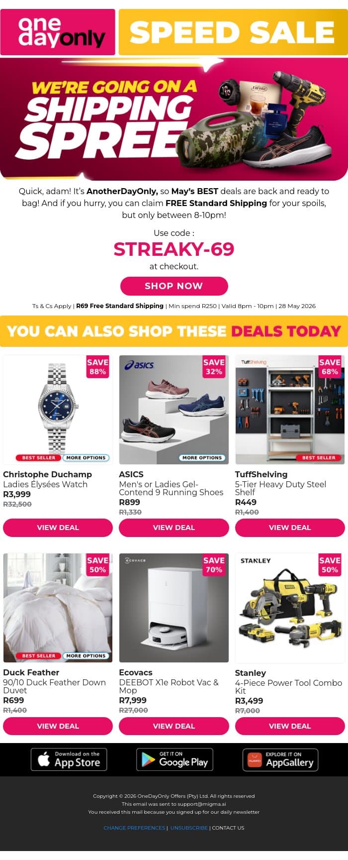 FREE shipping for you ❤️ email from Odo screenshot